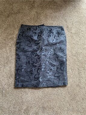 Kenar Black Floral Jacquard Pencil Skirt